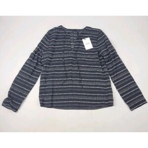 Theory Silk Women's Louse Fresh Drop Neck- Tie Black‎ & White Blouse Small